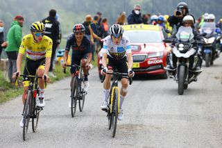 Tadej Pogacar, Jonas Vingegaard and Richard Carapaz on stage 17 of the 2021 Tour de France