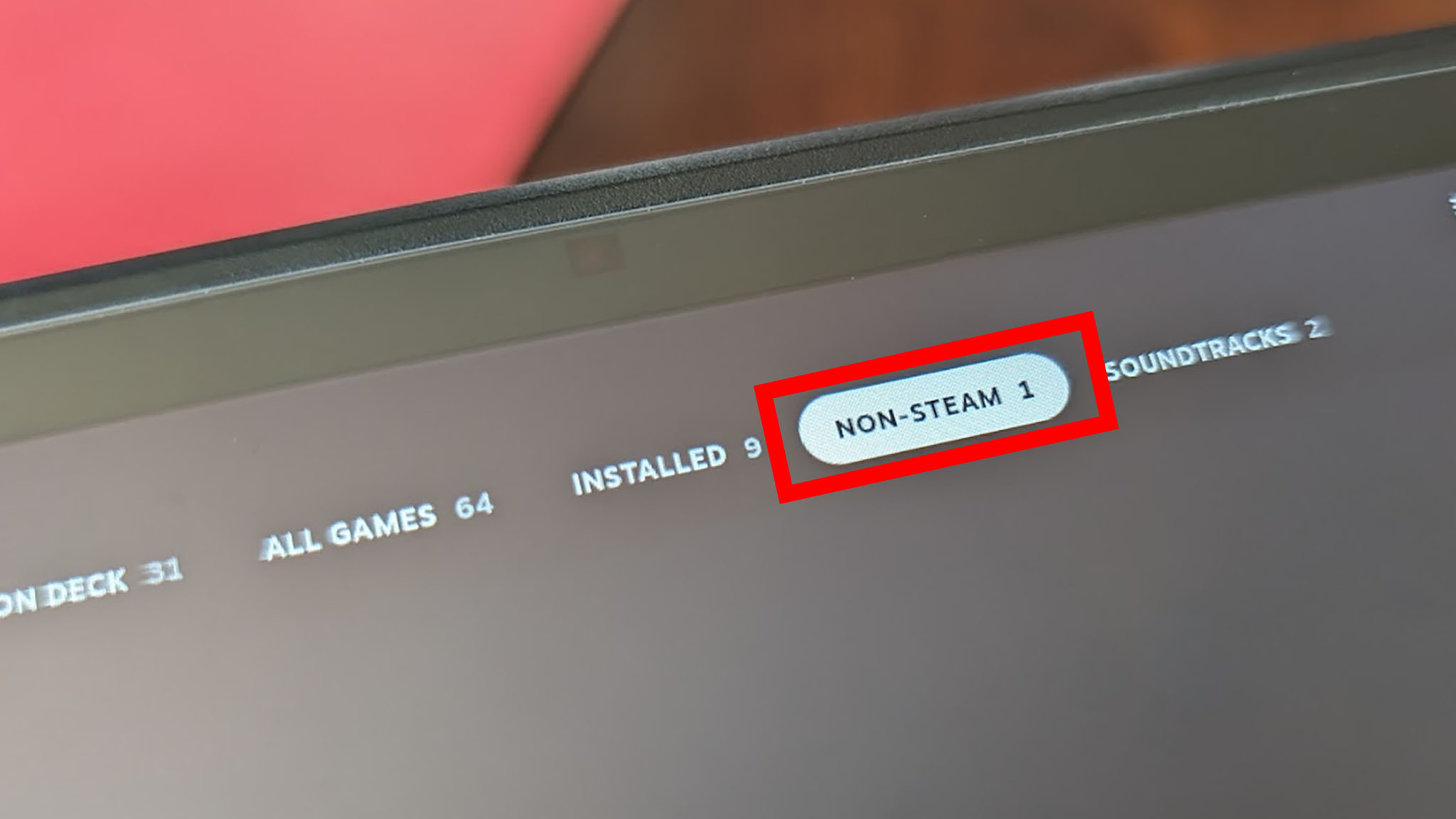Google on Steam Deck: Non-Steam tab.
