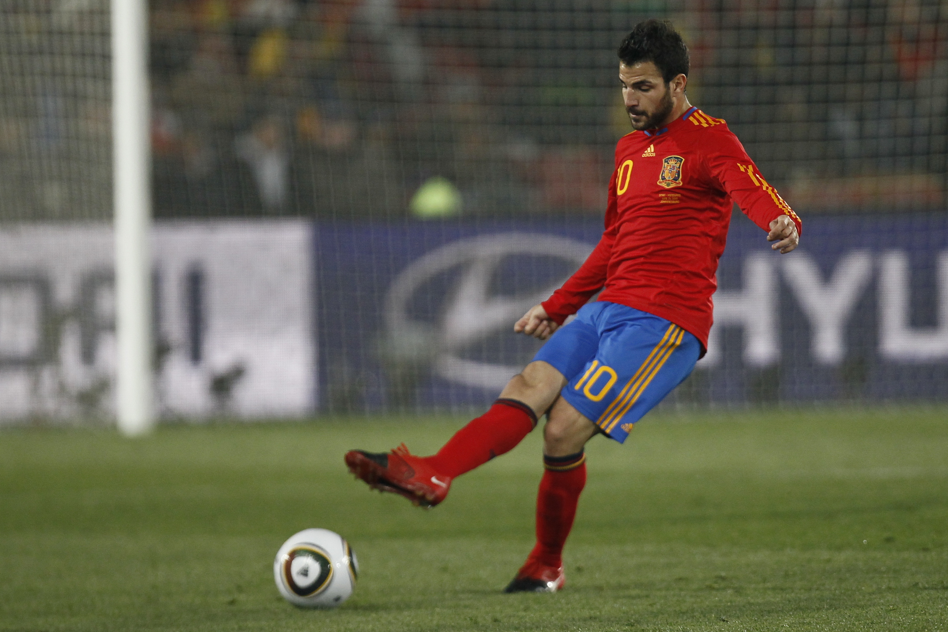 Cesc Fabregas in action for Spain against Honduras at the 2010 World Cup.