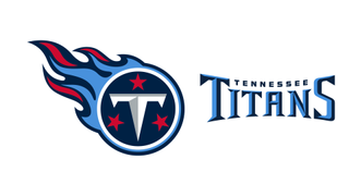Tennessee Titans NFL logo with blue and red flames coming from a comet-like ball.