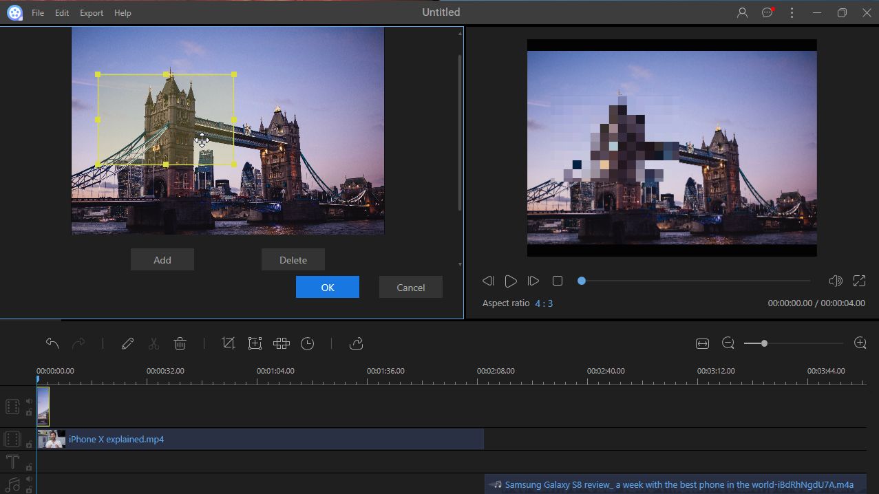 ApowerEdit's mosaic feature makes it easy to obscure part of a video clip or photo