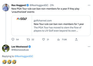 Lee Westwood responds to the news posted by Rex Hoggard on Twitter