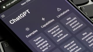 ChatGPT's voorbeelden, mogelijkheden en beperkingen op een telefoonscherm 