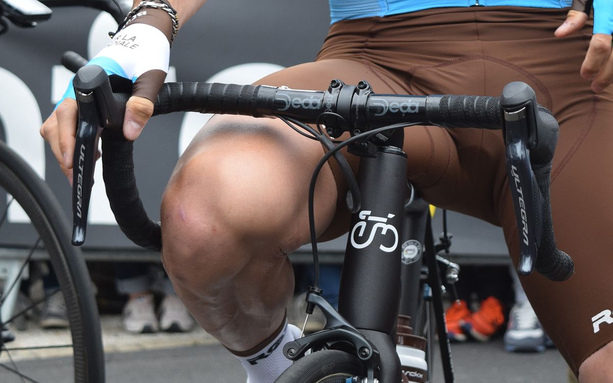 An AG2R La Mondiale rider was racing Stage 1 with a full Shimano Ultegra groupset