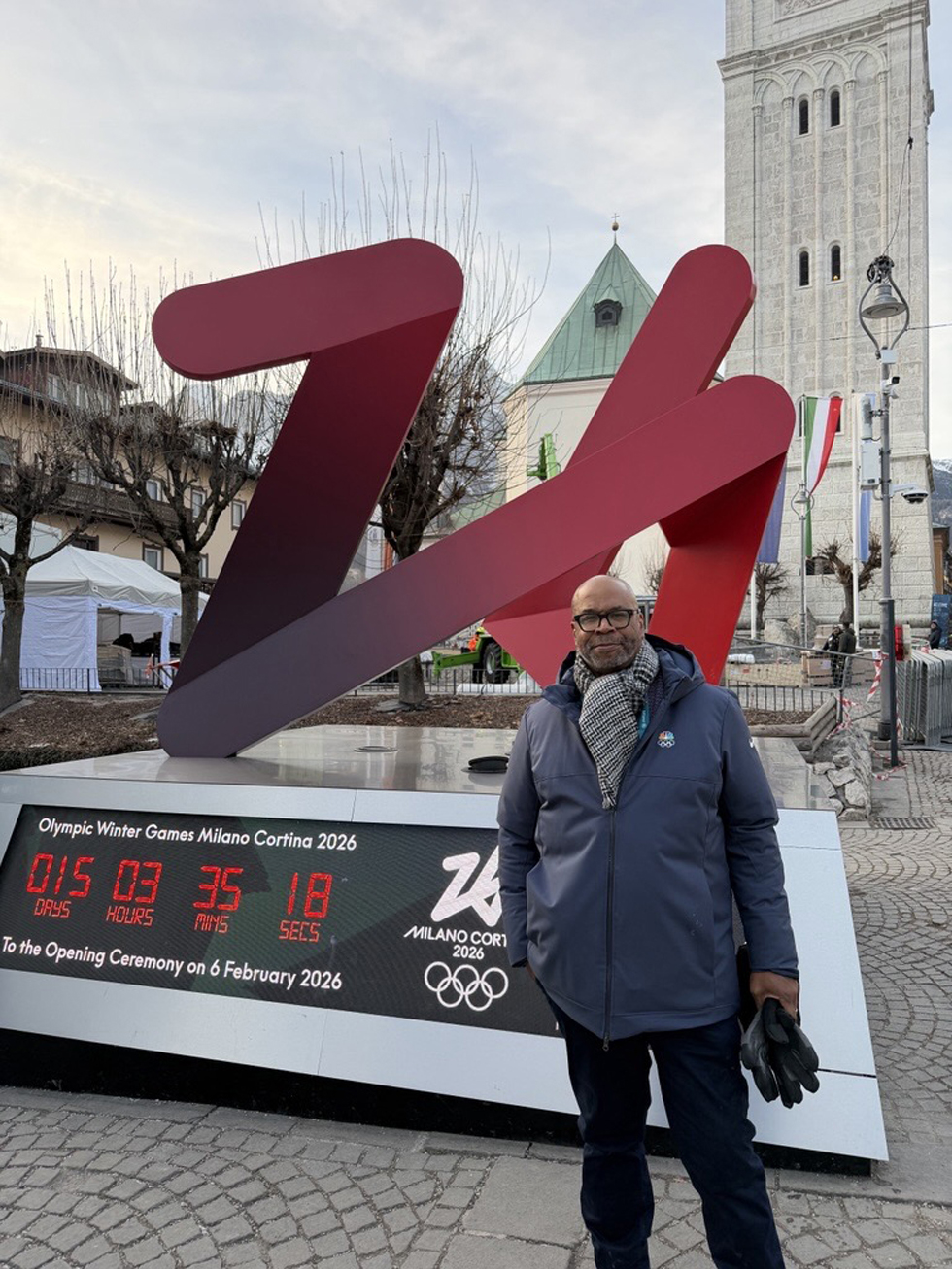 Darryl Jefferson of NBC Olympics and Sports at the 2026 Winter Olympics