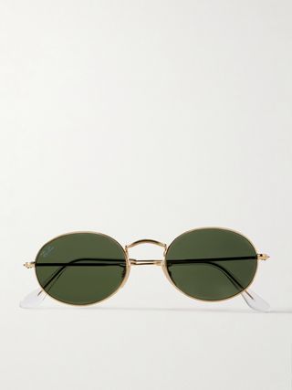 Oval-Frame Gold-Tone Sunglasses