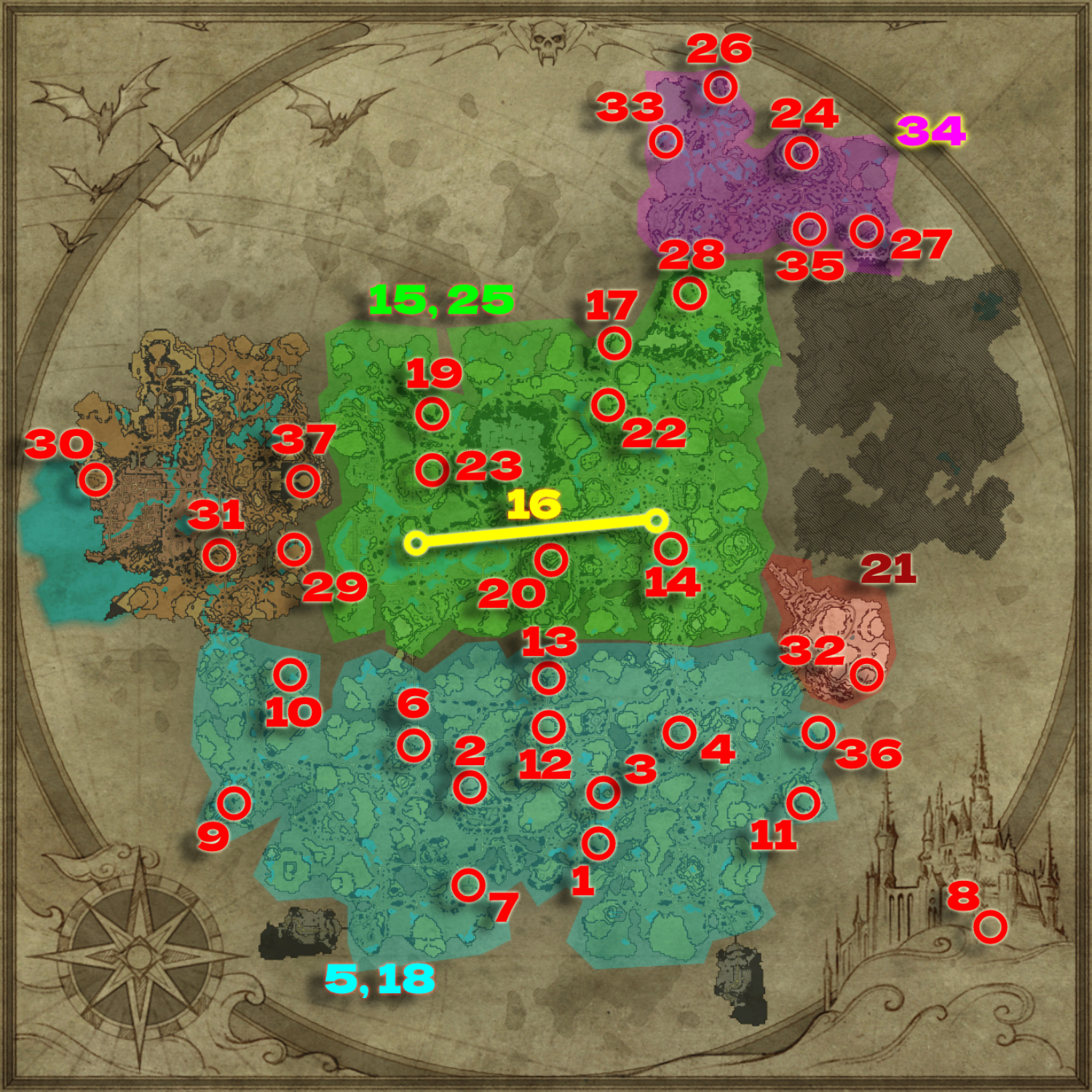 V Rising bosses locations maps