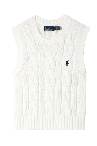 Polo Ralph Lauren Embroidered Cable-Knit Cotton Vest