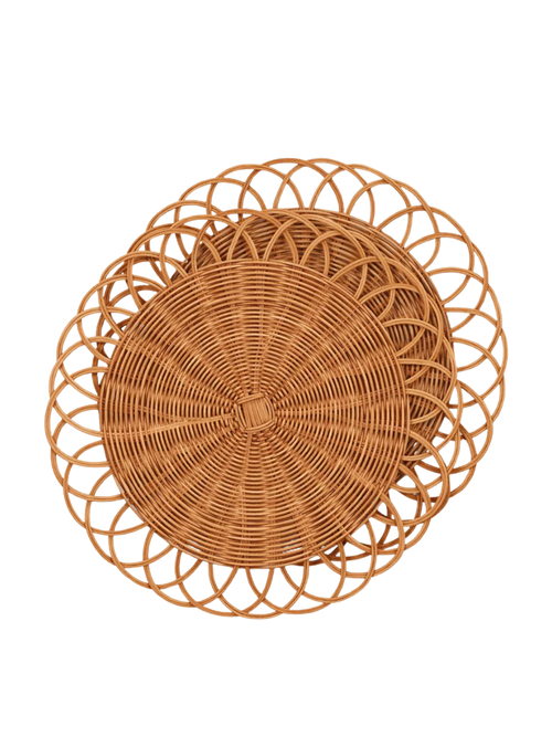 Woven Looped Rattan Chargers, Set of 2