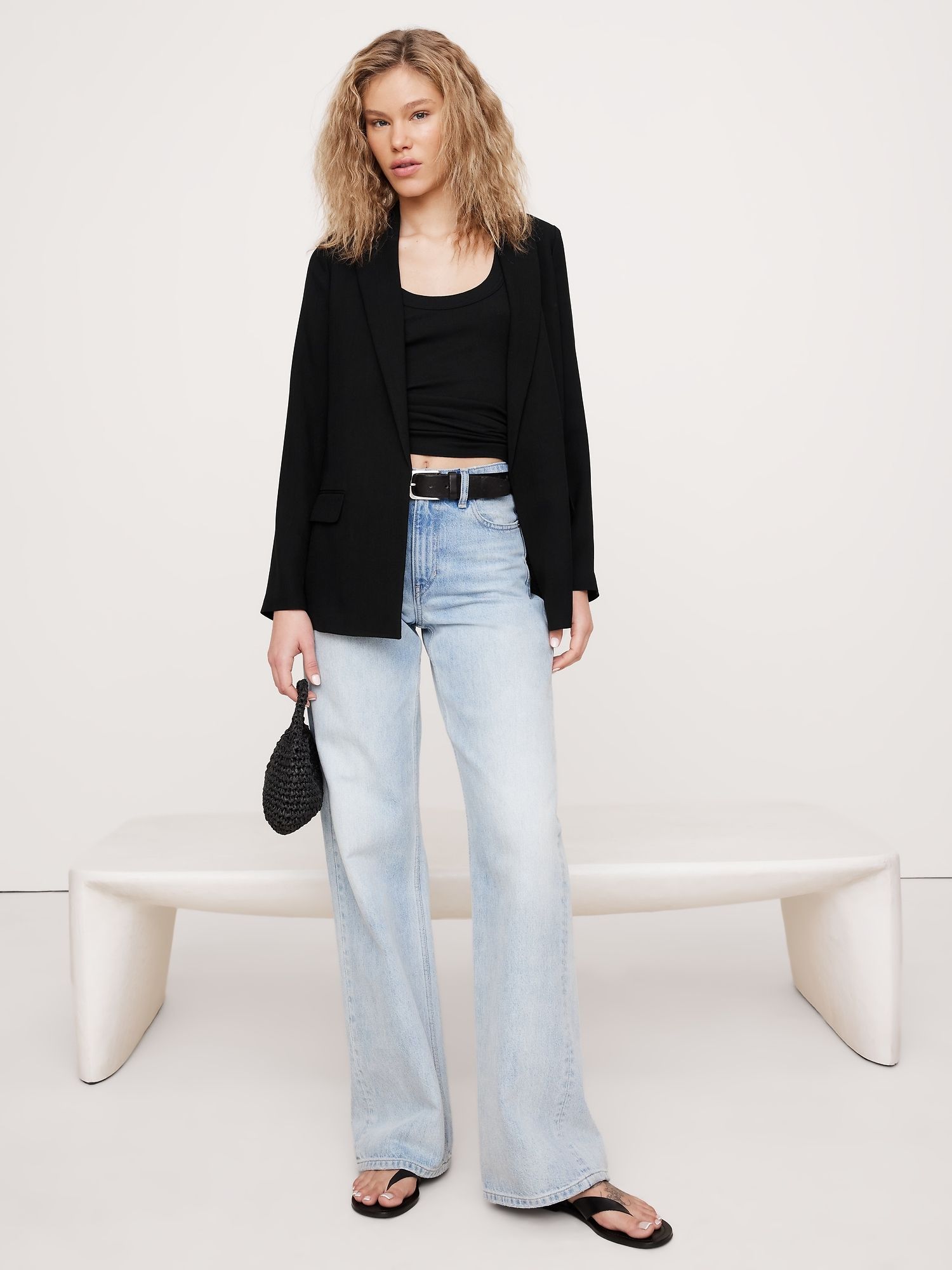 Drapey-Twill Blazer