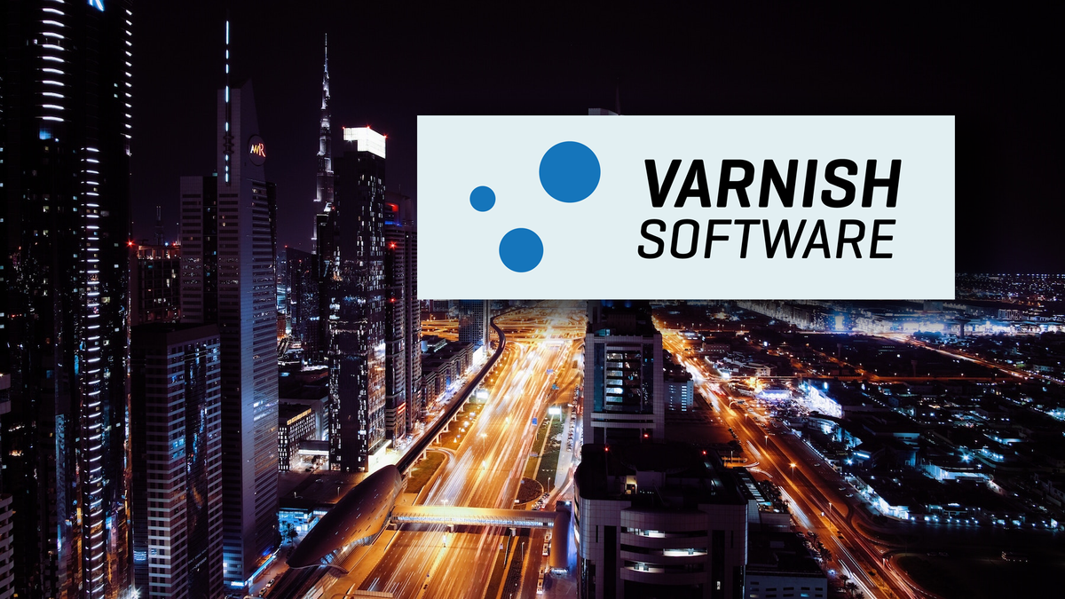 Varnish Software hero image, showing a city at night.