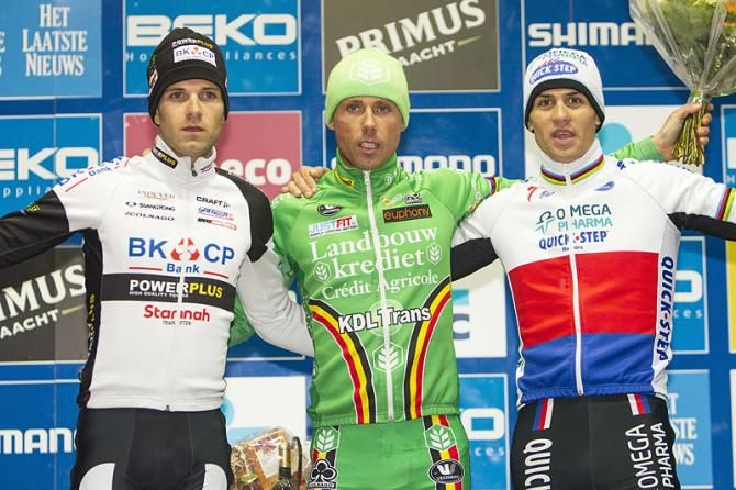 Elite men's podium: Niels Albert, Sven Nys, Zdenek Stybar