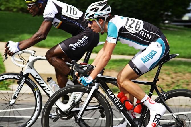Newcomer Dakota Schaeffer (Airgas/ d3 Devo) keeps pace with former National Champion Critmaster, Anthony Taylor (Dave Jordan Racing)