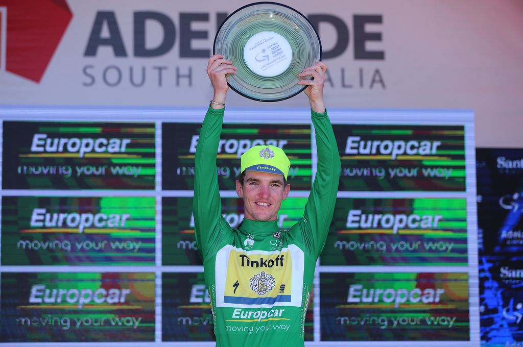Jay McCarthy (Tinkoff) having won the green jersey at the TDU