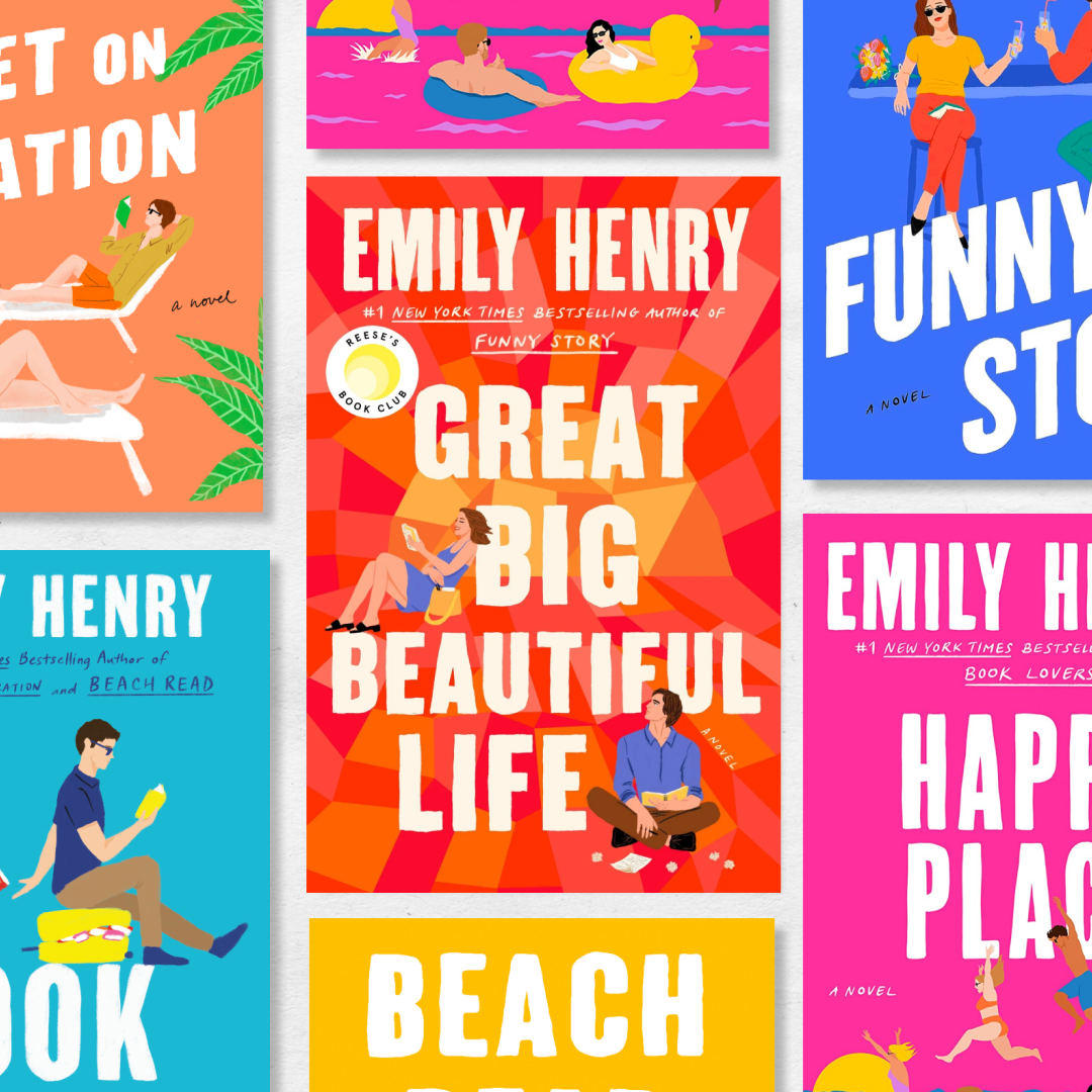 a collage of emily henry's romance novels book covers