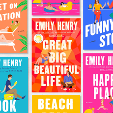 a collage of emily henry's romance novels book covers