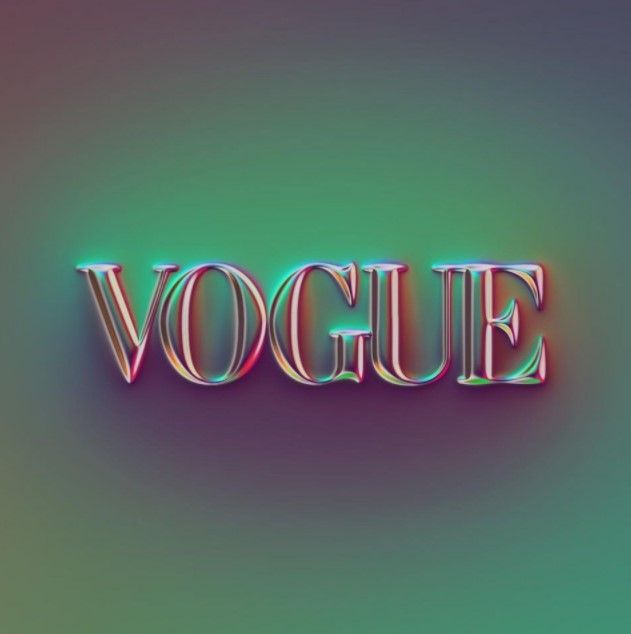 A chrome effect redesign of the Vogue logo.