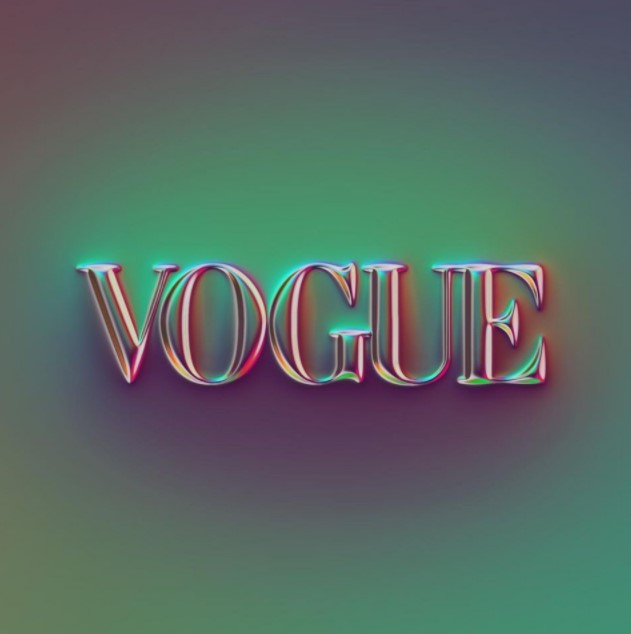 A chrome effect redesign of the Vogue logo.