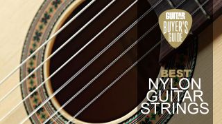 Close up of nylon guitar strings 