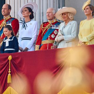 The Royal Family stands on the Buckingham Palace balcony