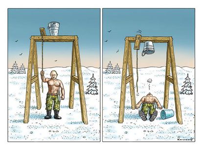 Editorial cartoon Putin ice bucket challenge