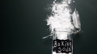 A spilled jar of baking soda