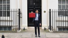 Chancellor Rishi Sunak poses with the Budget Box outside 11 Downing Street 