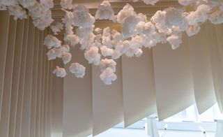'Clouds' of Loro Piana fabric are suspended from the ceiling