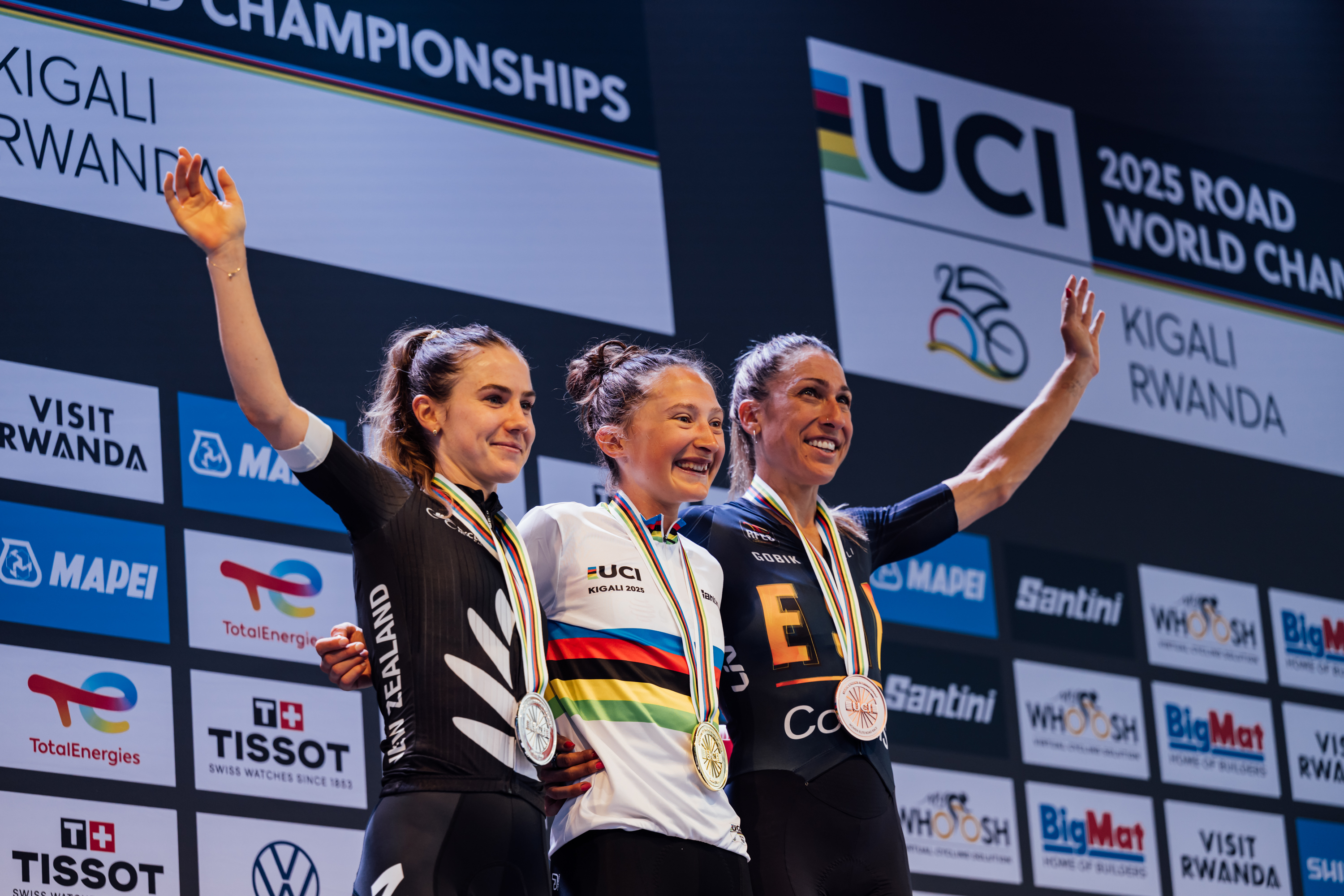 El podio de la carretera en el Campeonato Mundial de Road de UCI