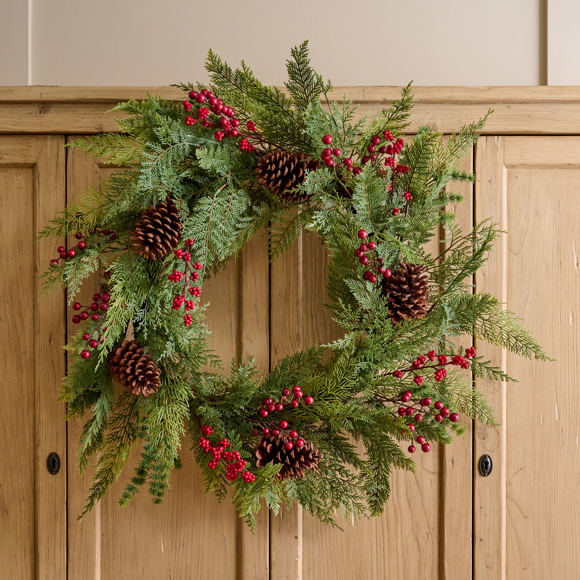 Real Touch Foraged Red Berry Pine Wreath