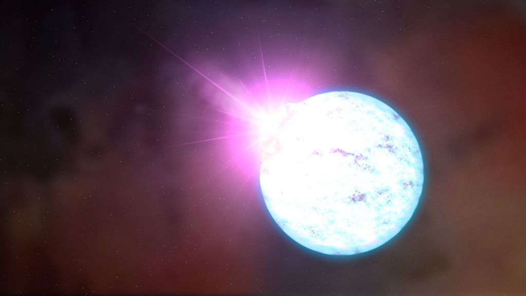 An illustration shows an outburst on a magnetar.