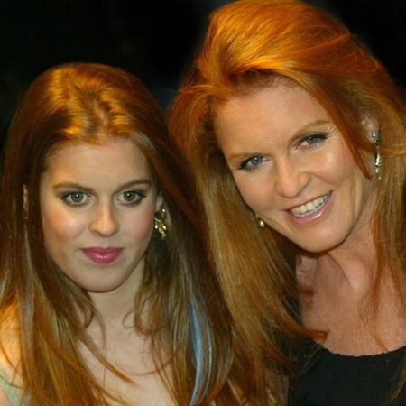 Princess Beatrice, Sarah Ferguson, and Princess Eugenie pose together in 2004.