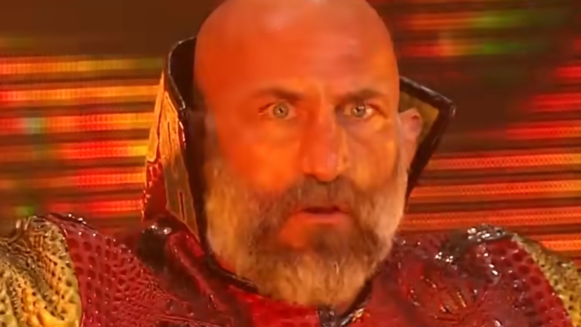 Tommaso Ciampa with an eerie look in his eyes in AEW