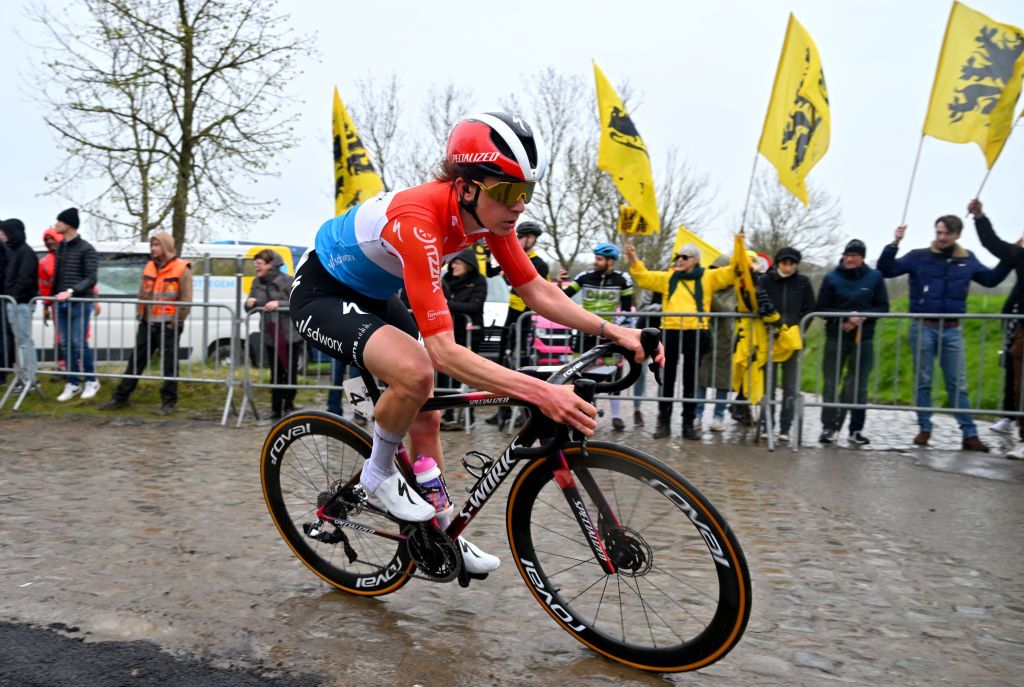 OUDENAARDE BELGIUM MARCH 31 Christine Majerus of Luxembourg and Team SD Worx Protime competes during the 21st Ronde van Vlaanderen Tour des Flandres 2024 Womens Elite a 163km one day race from Oudenaarde to Oudenaarde UCIWWT on March 31 2024 in Oudenaarde Belgium Photo by Luc ClaessenGetty Images