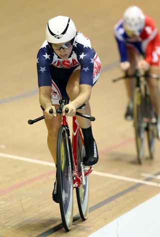 American Kimberley Geist was unfortunate to be facing Wendy Houvenaghel (GB) in the qualifying round of the womens individual 3,000m pursuit