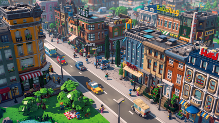 Lego Skylines screenshot showing a town setting