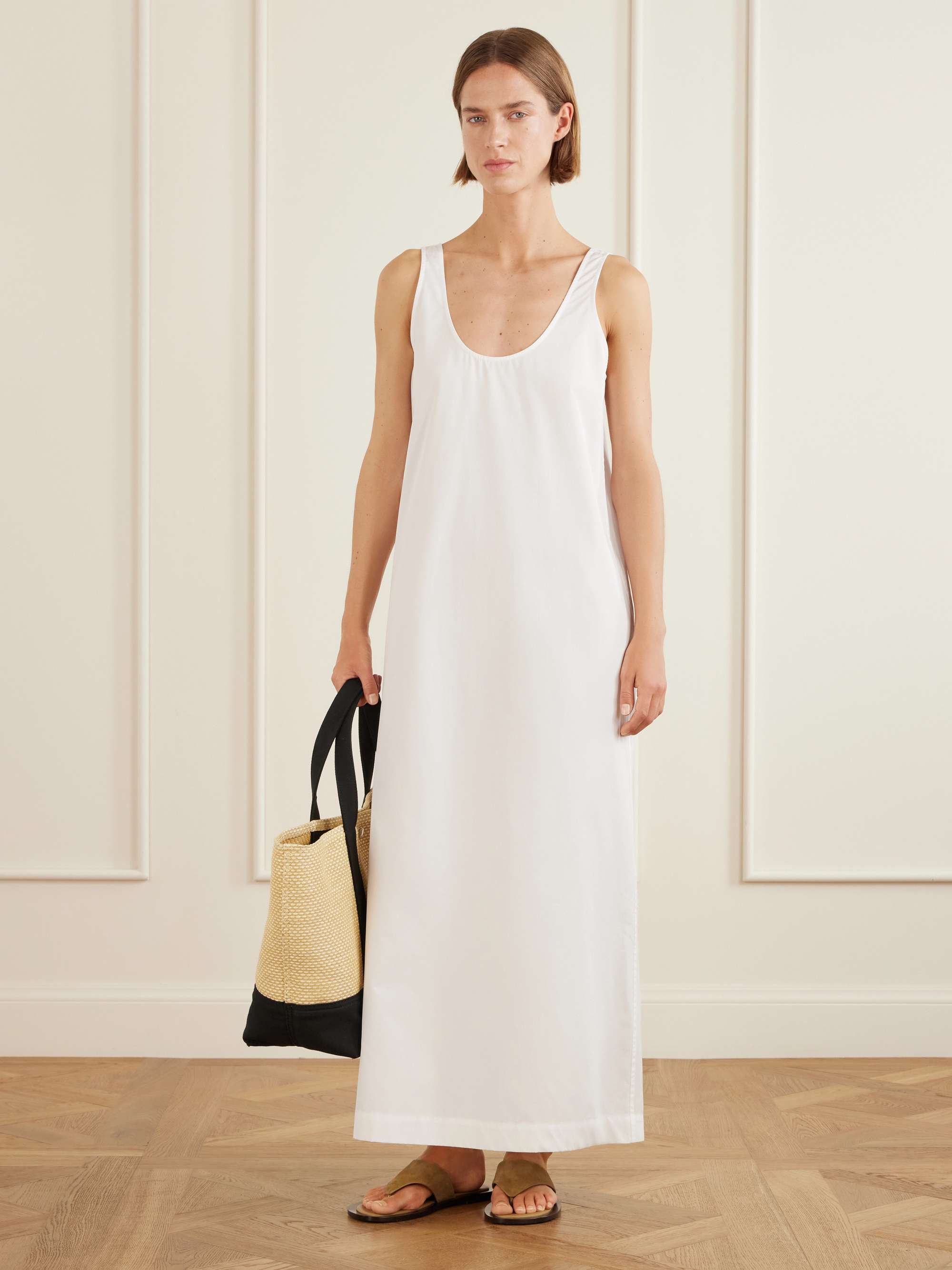 Cotton-Poplin Midi Dress