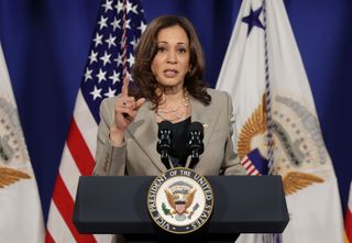 WASHINGTON, DC - JUNE 02: U.S. Vice President Kamala Harris delivers remarks on Corinthian Colleges student loan forgiveness.