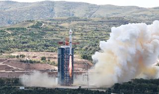 A Chinese Long March 4B rocket launches the Gaofen 11 (02) Earth observation satellite into orbit from the Taiyun Satellite Launch Center on Sept. 7, 2020.