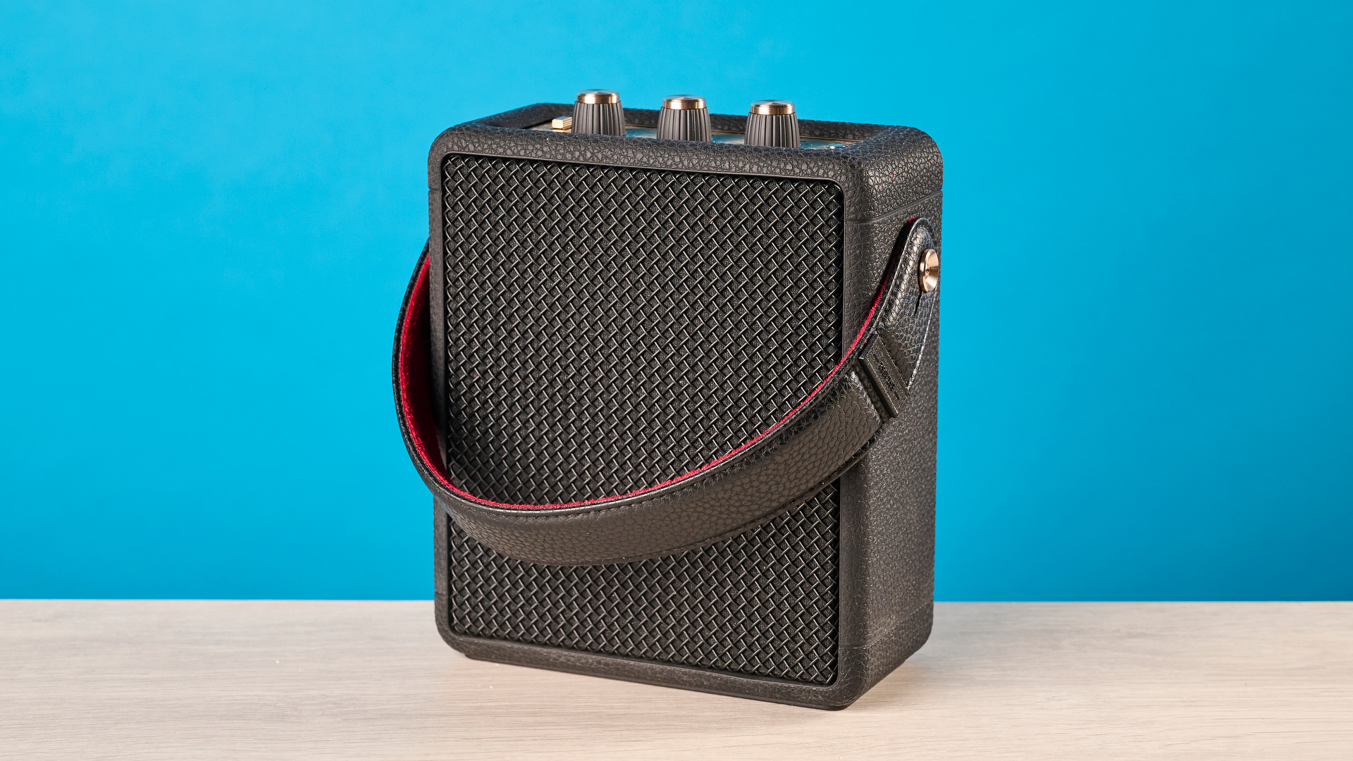 Marshall Stockwell III portable Bluetooth speaker in black and brass