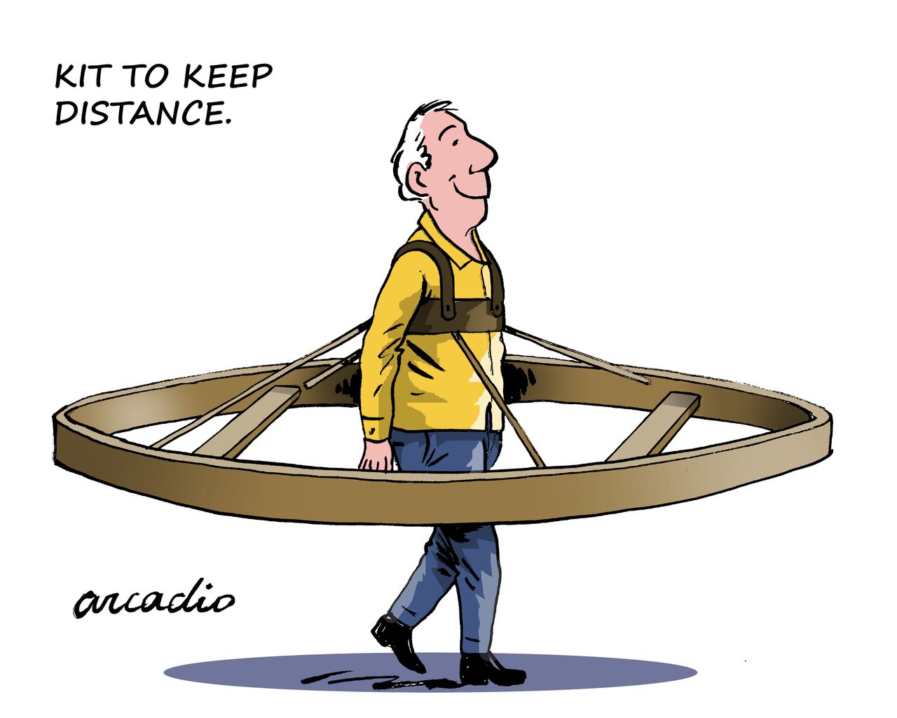 Editorial Cartoon U.S. social distance kit stay home