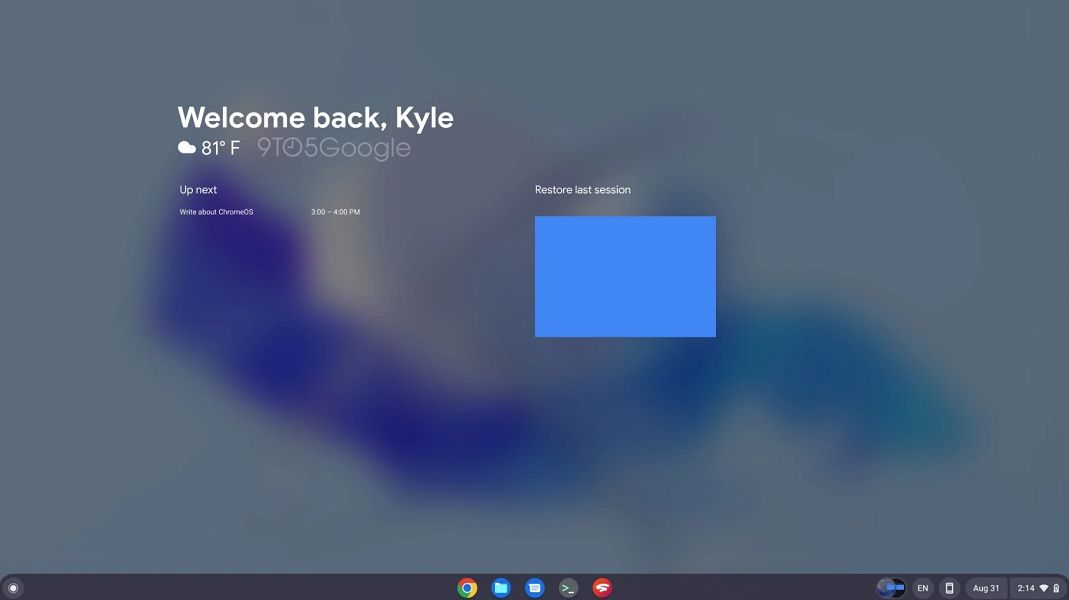 The work in-progress look of ChromeOS' new "welcome screen" feature.