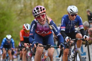 WEVELGEM BELGIUM MARCH 24 Letizia Paternoster of Italy and Team Liv AlUla Jayco competes during the 13rd GentWevelgem in Flanders Fields 2024 Womens Elite a 1712km one day race from Ieper to Wevelgem UCIWWT on March 24 2024 in Wevelgem Belgium Photo by Luc ClaessenGetty Images