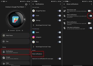 How to mute phone notifications on Pixel Watch