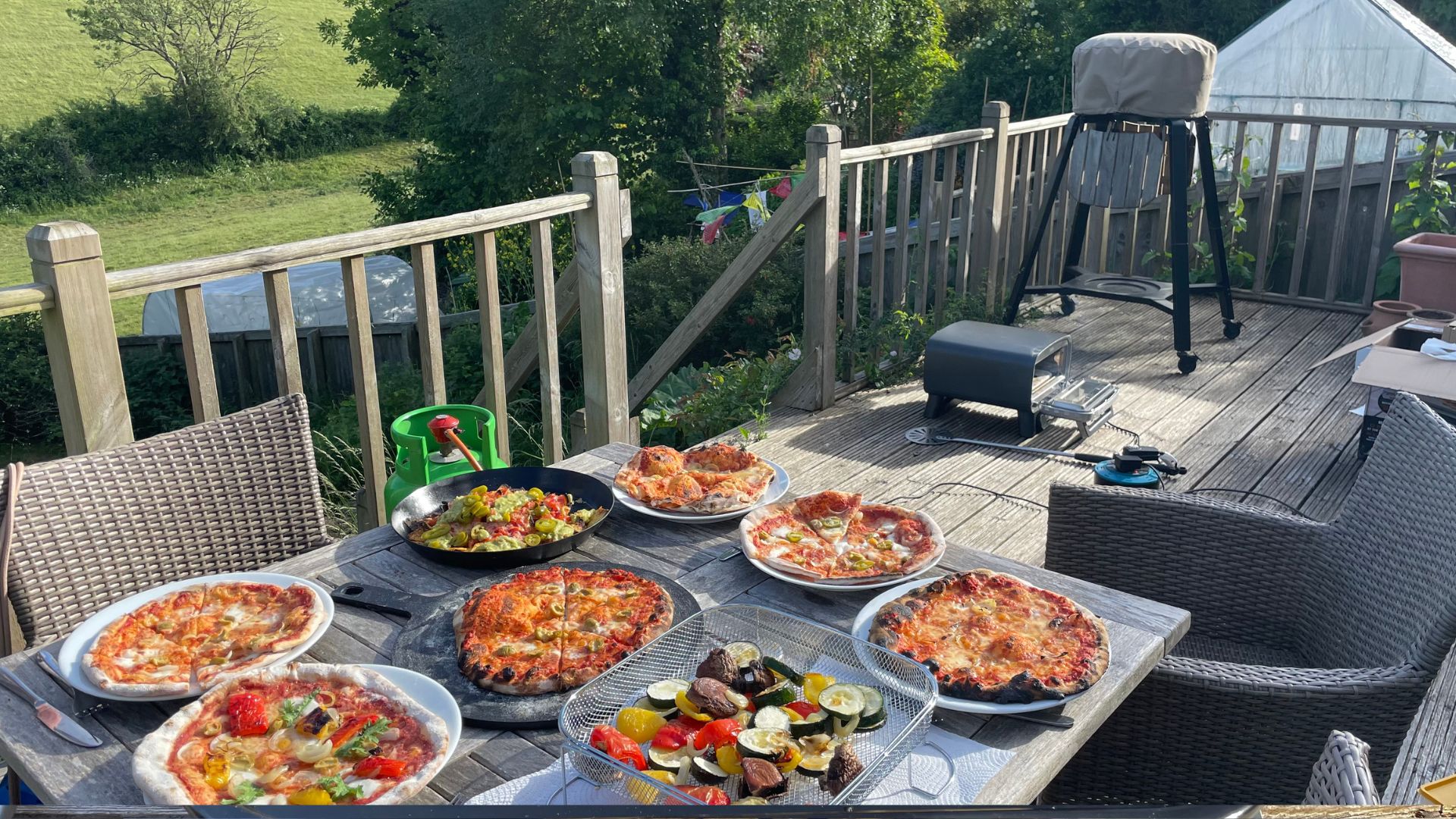 Pizzas cooked in the Ninja Artisan Electric Outdoor Pizza Oven and Air Fryer