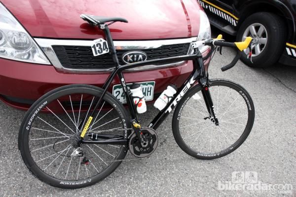 Joe Dombrowski's Bontrager-Livestrong Trek Madone 7-Series.