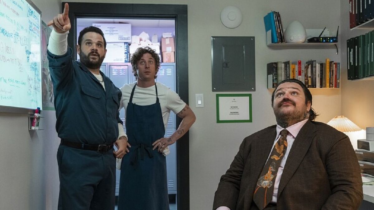 Left to right: Ricky (Ricky Staffieri), chef Carmen (Jeremy Allen White), and Neil (Matty Matheson) in fledgling new restaurant The Bear and 