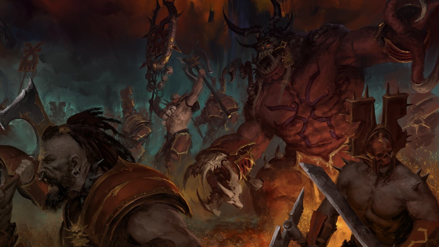 Warriors of Khorne with a Khorgorath in Age of Sigmar Soulbound Champions of Chaos.