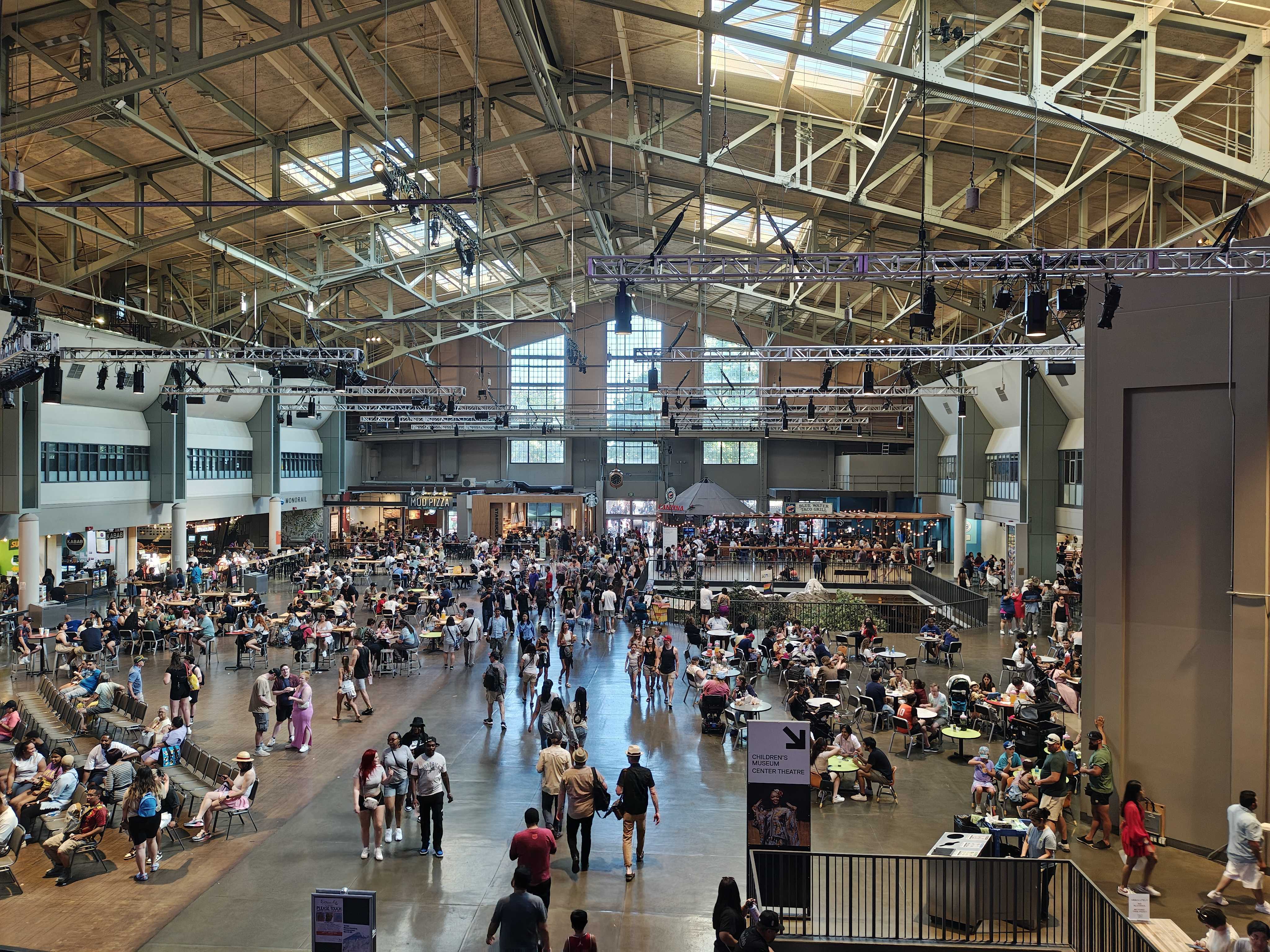 A crowd in a building