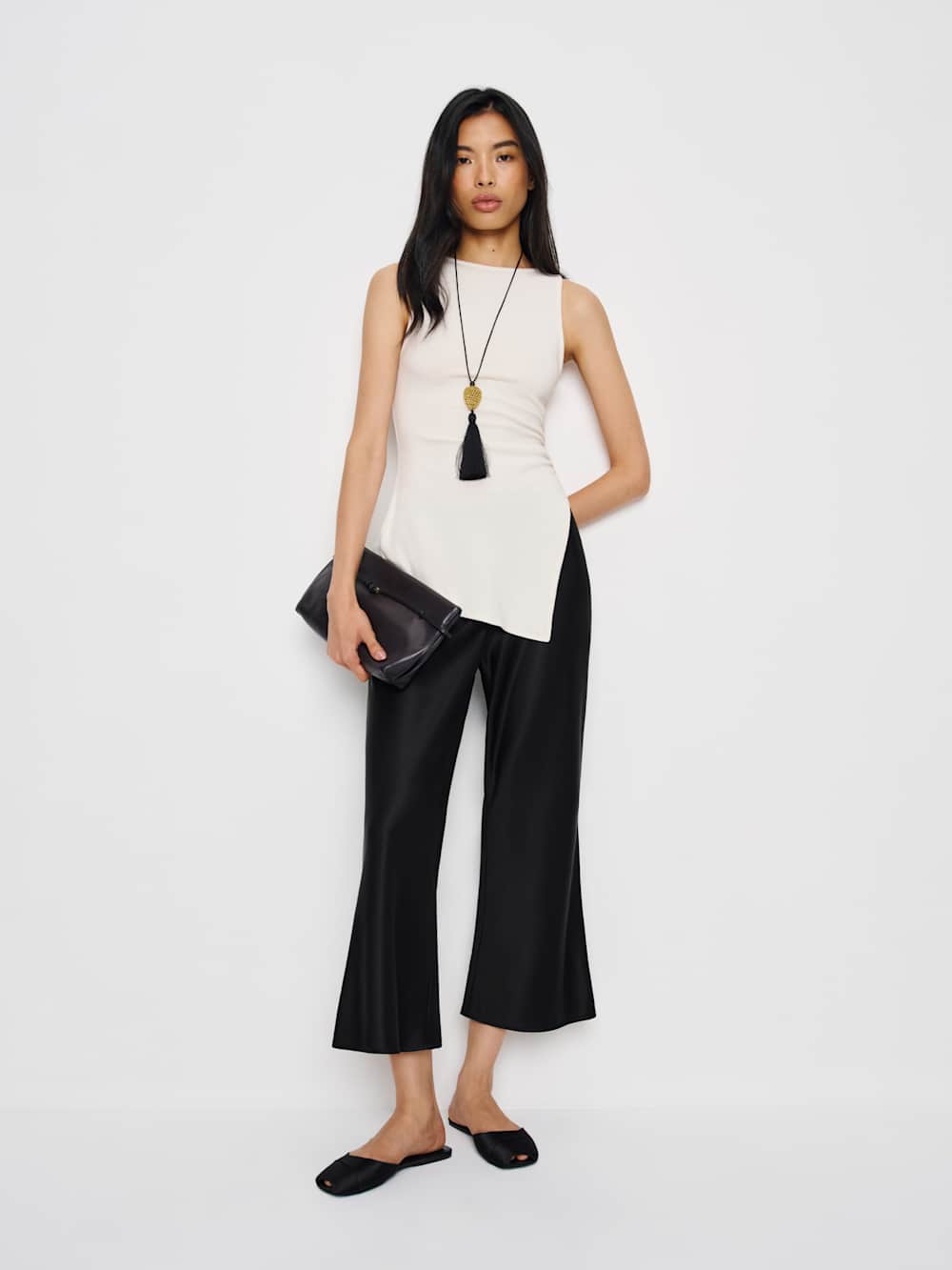 Gale Satin Mid Rise Capri Pant